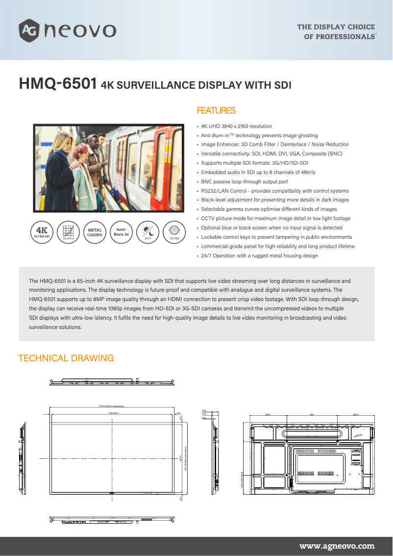 Page n°1 - Fiche technique AG Neovo HMQ-6501