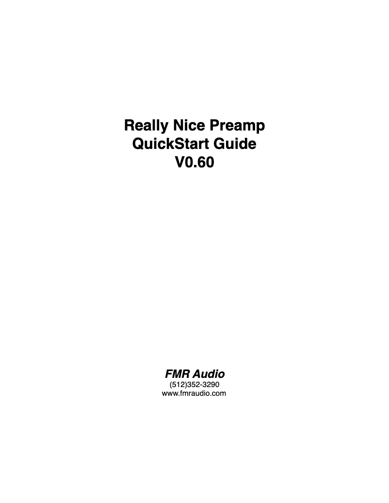 Page n°1 - Manuel utilisateur FMR Audio Really Nice Preamp RNP8380