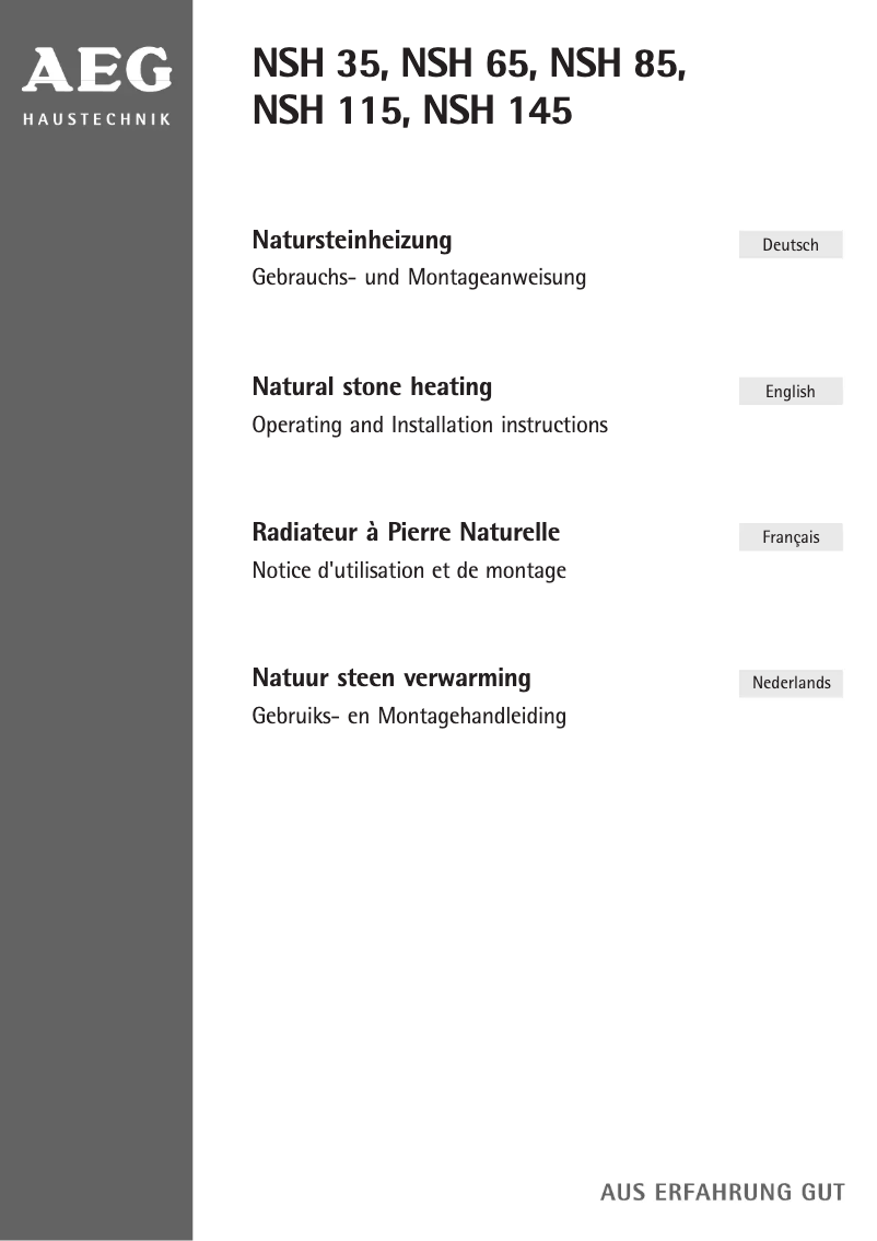 Page 1 de la notice Manuel utilisateur AEG NSH 145