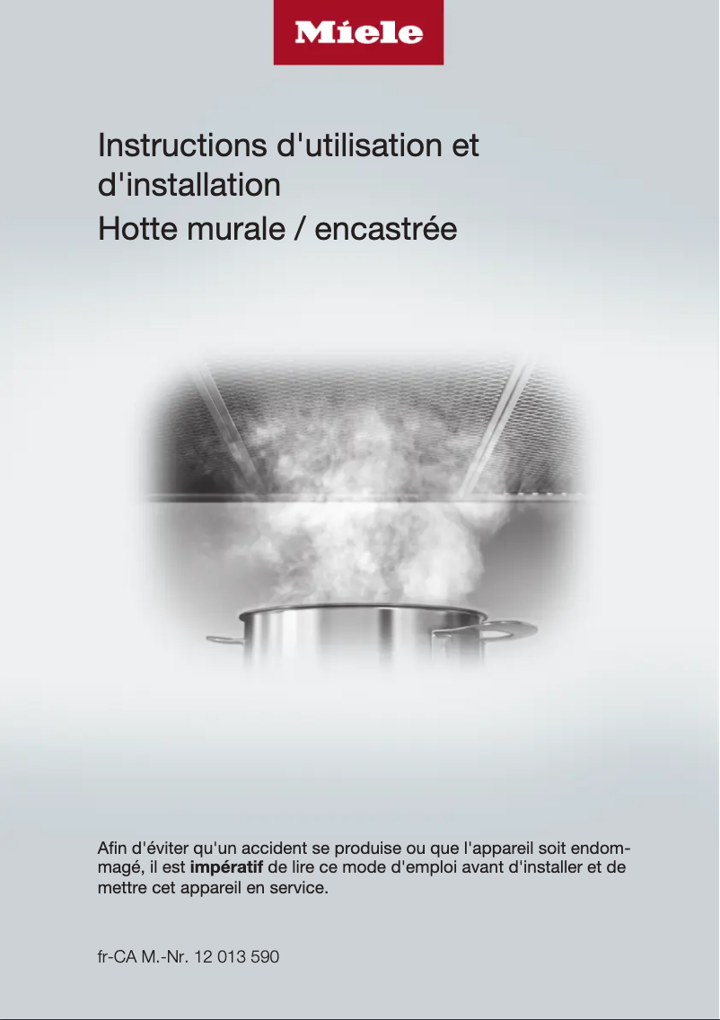 Page 1 de la notice Guide d'installation Miele DAR 1130