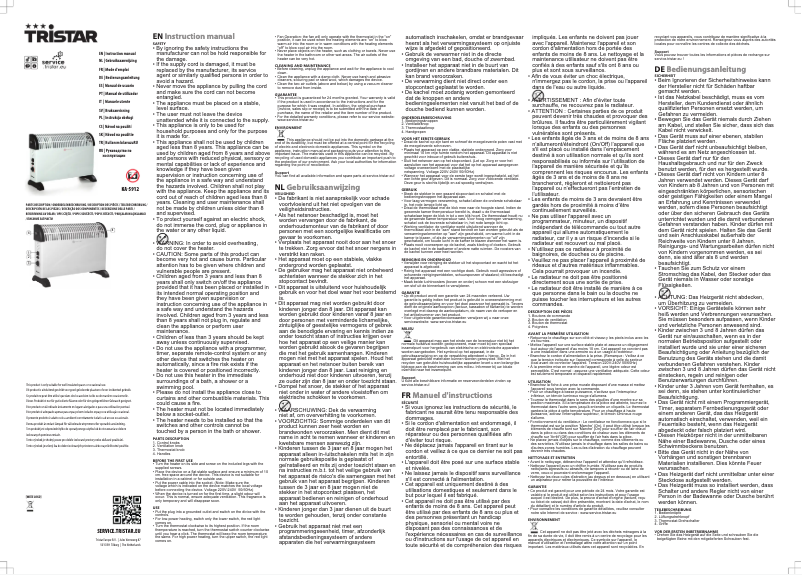 Page n°1 - Manuel utilisateur TriStar KA-5912