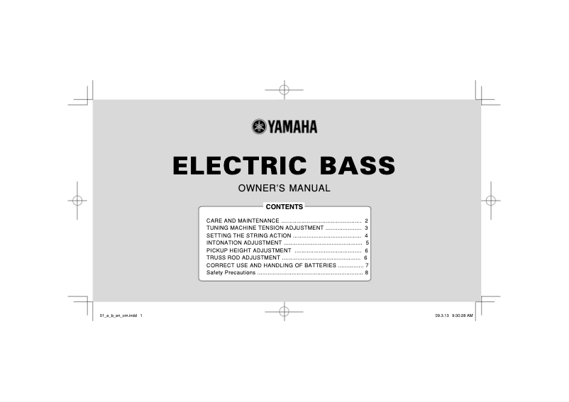 Page n°1 - Manuel utilisateur Yamaha TRBX174