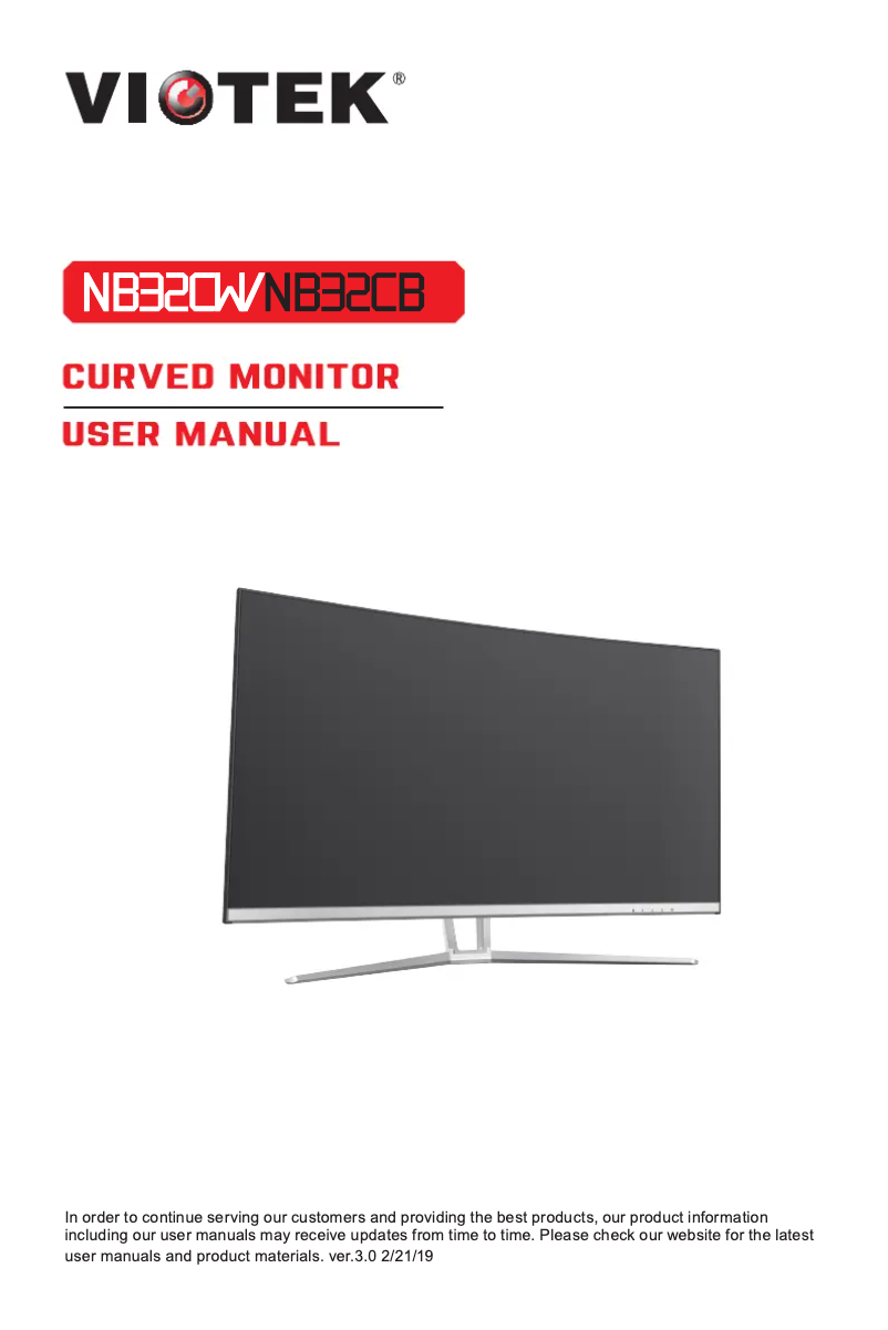 Page 1 de la notice Manuel utilisateur Viotek NB32CW