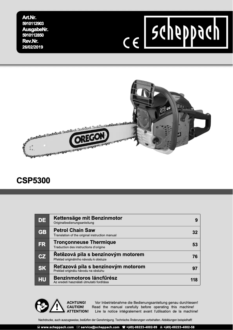 Page n°1 - Manuel utilisateur Scheppach SP5300