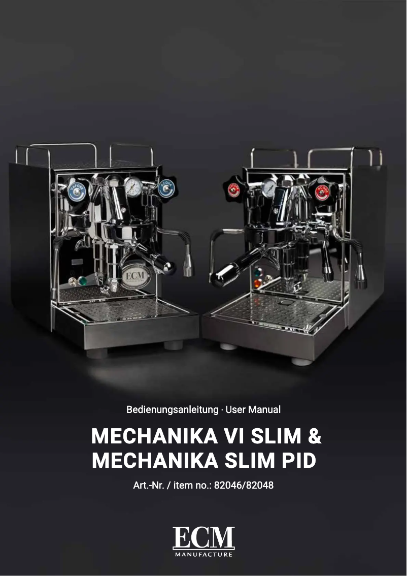 Page 1 de la notice Manuel utilisateur ECM Mechanika VI Slim