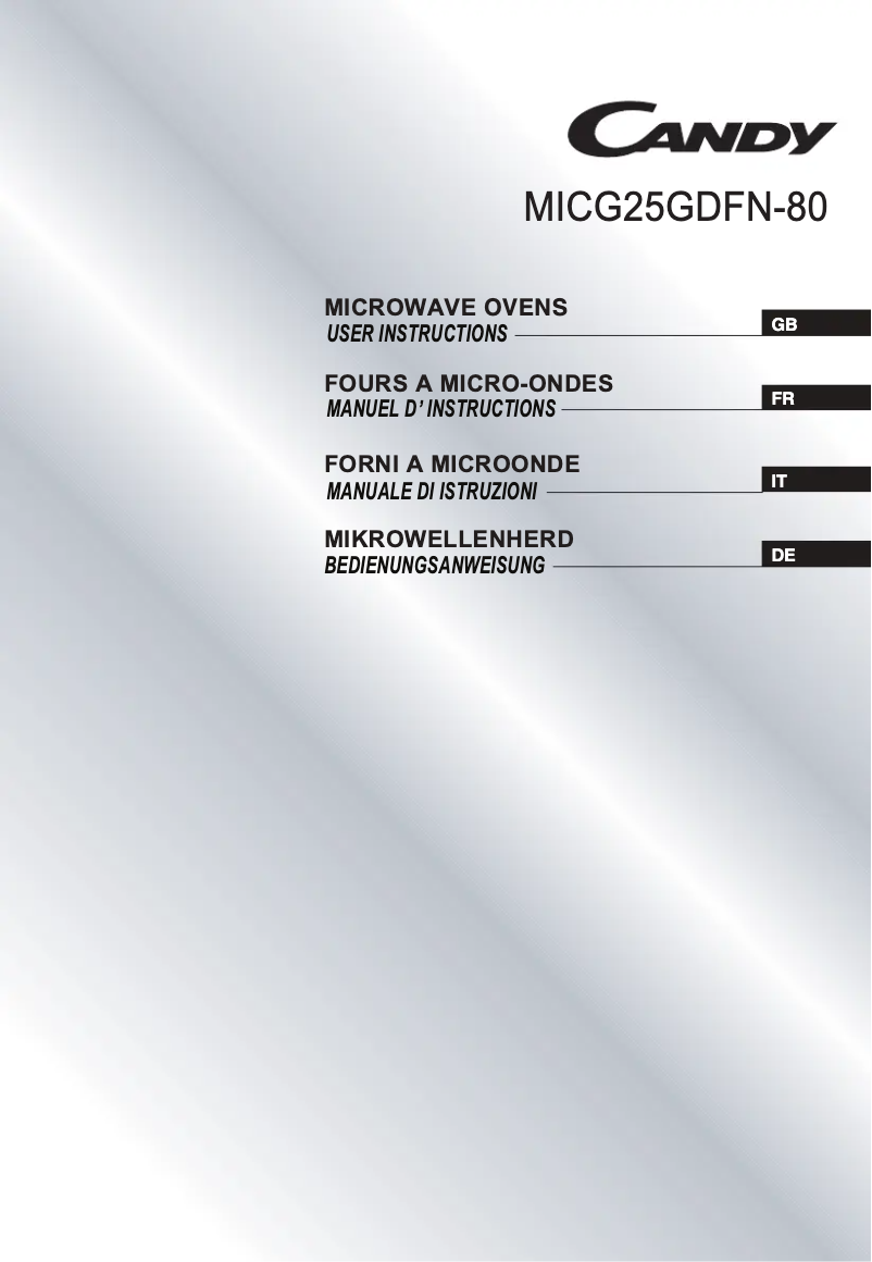 Page 1 de la notice Manuel utilisateur Candy MICG25GDFN-80