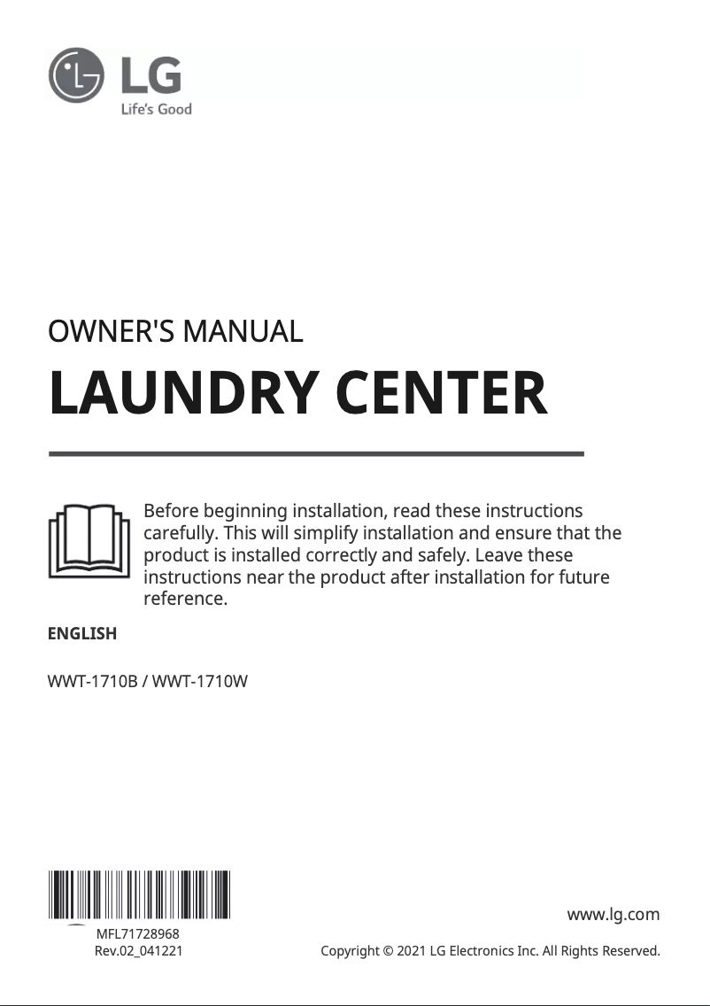 Image de la première page du manuel de l'appareil WWT-1710W