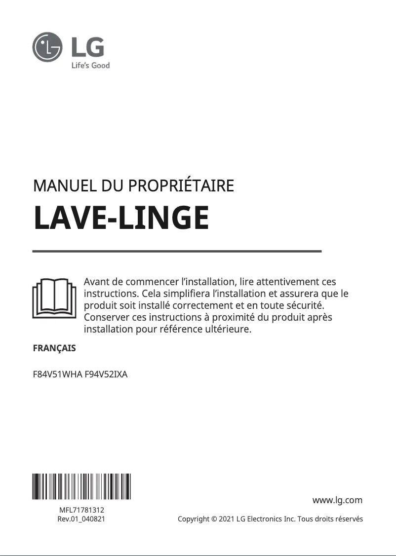 Page n°1 - Manuel utilisateur LG F94V52IXA