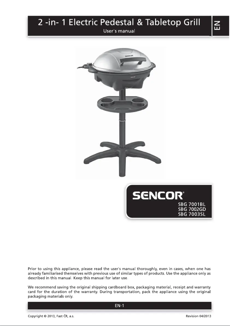 Page 1 de la notice Manuel utilisateur Sencor SBG 7002GD