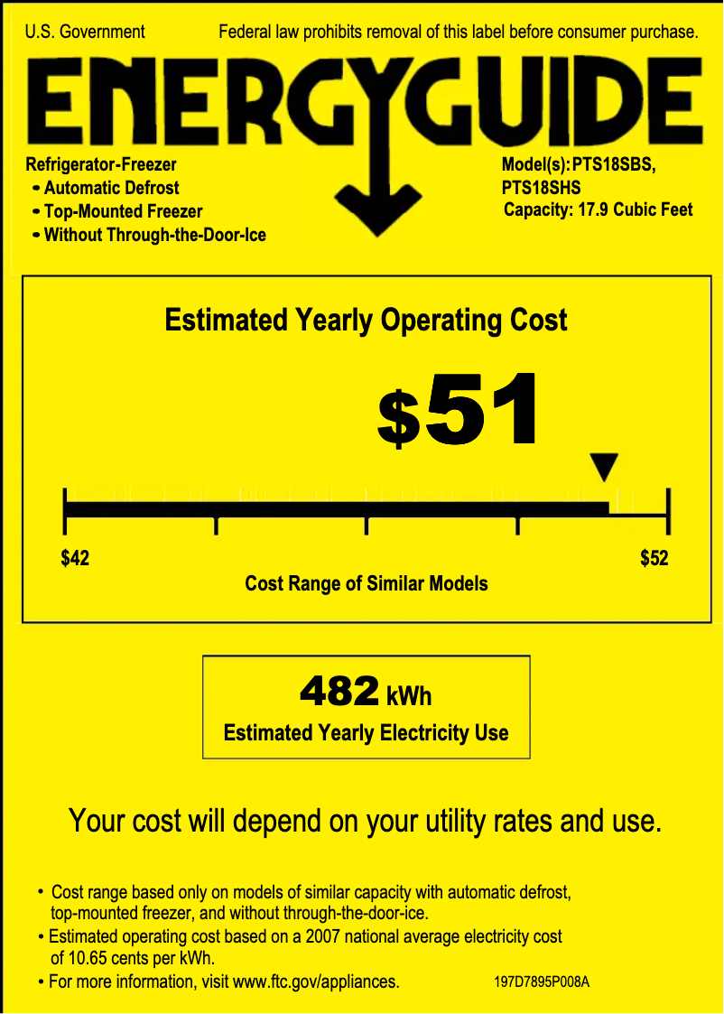 Image de la première page du manuel de l'appareil Profile PTS18SBSSS