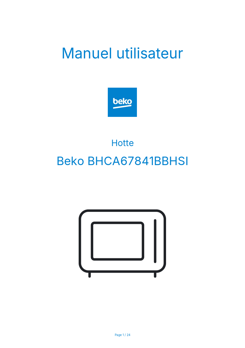 Page n°1 - Manuel utilisateur Beko BHCA67841BBHSI