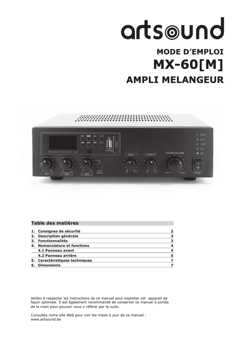 Image de la première page du manuel de l'appareil MX-60