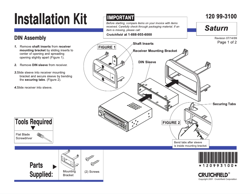 Page n°1 - Manuel utilisateur Metra 99-3100