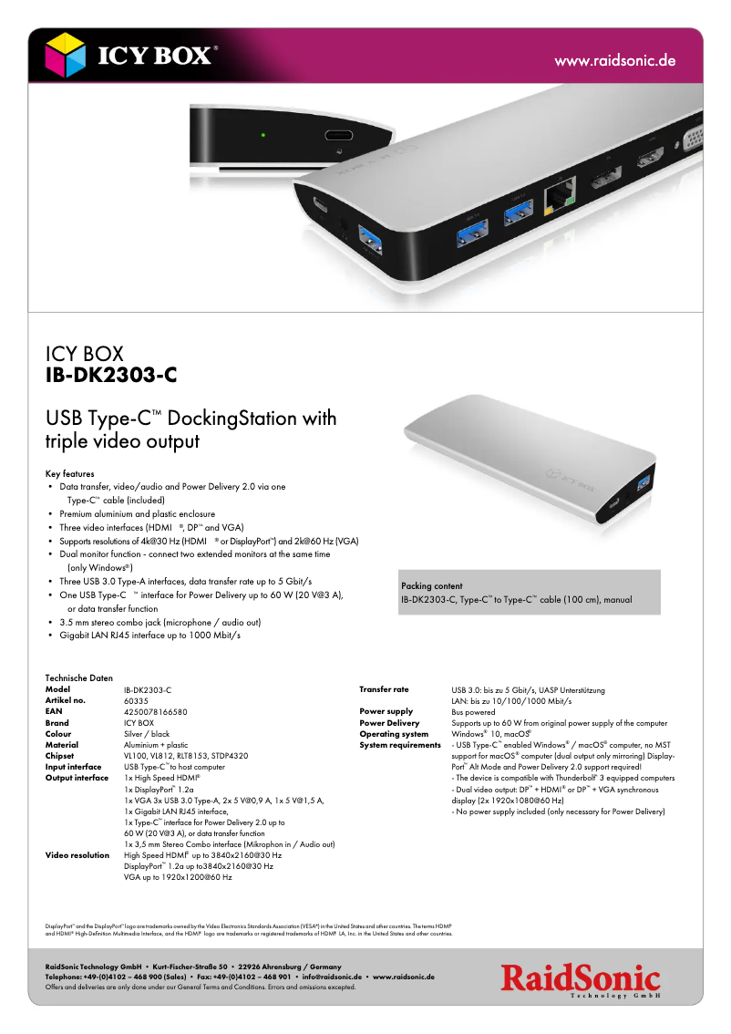 Page n°1 - Fiche technique Icy Box IB-DK2303-C