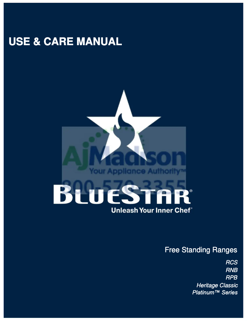 Page n°1 - Manuel d'utilisation et d'entretien BlueStar BSP6010BCFPLT