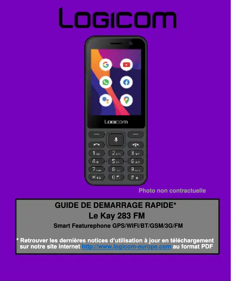 Page 1 de la notice Manuel utilisateur Logicom Le Kay 283