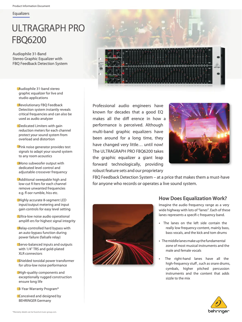 Page 1 de la notice Fiche technique Behringer FBQ6200