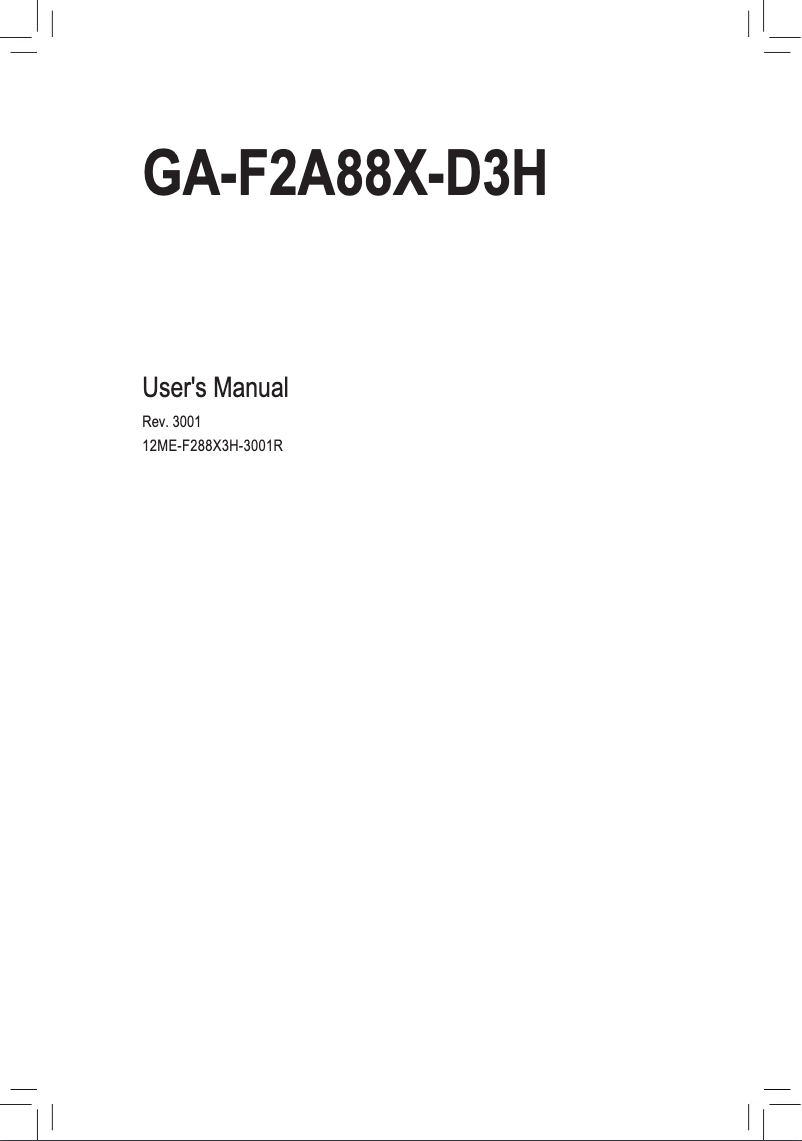Page n°1 - Manuel utilisateur Gigabyte GA-F2A88X-D3H