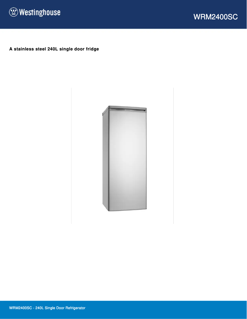 Page 1 de la notice Fiche technique Westinghouse WRM2400SC