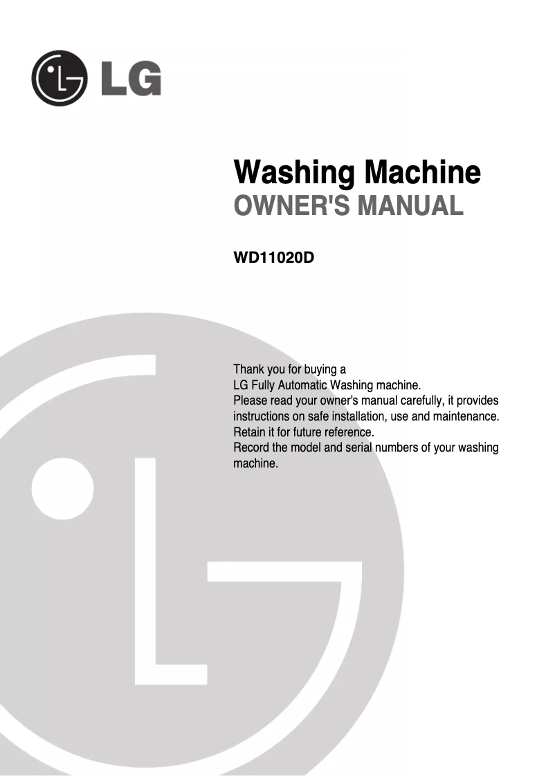 Image de la première page du manuel de l'appareil WD11020D