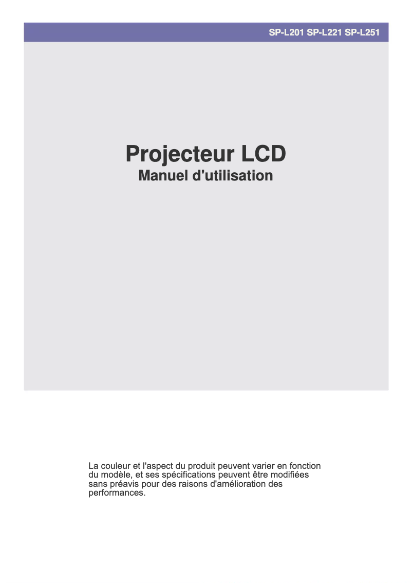 Page n°1 - Manuel utilisateur Samsung SP-L221