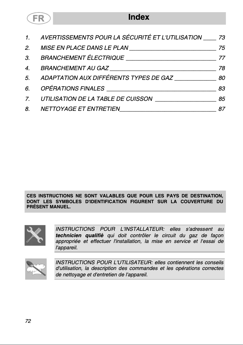 Page 1 de la notice Manuel utilisateur Smeg SE706SXBE