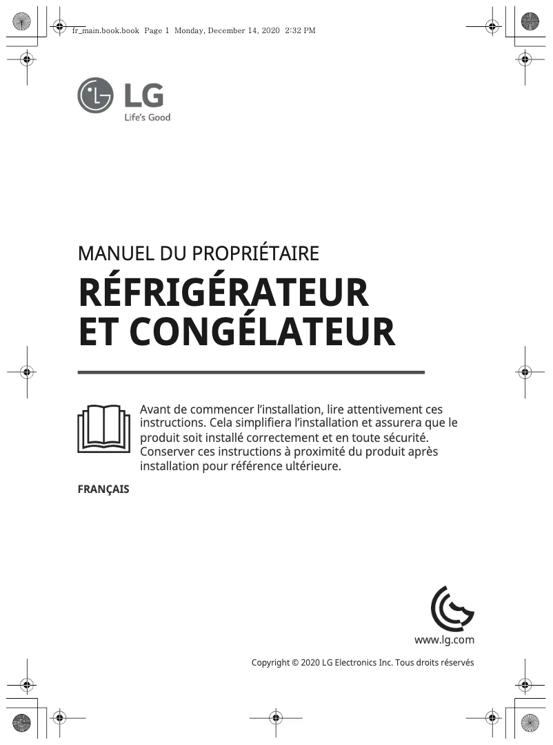 Page n°1 - Manuel utilisateur LG GR-X29FTQEL
