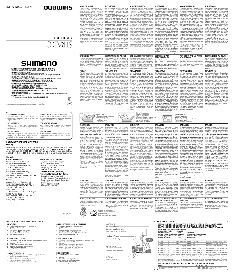 Image de la première page du manuel de l'appareil Stradic 1000FG