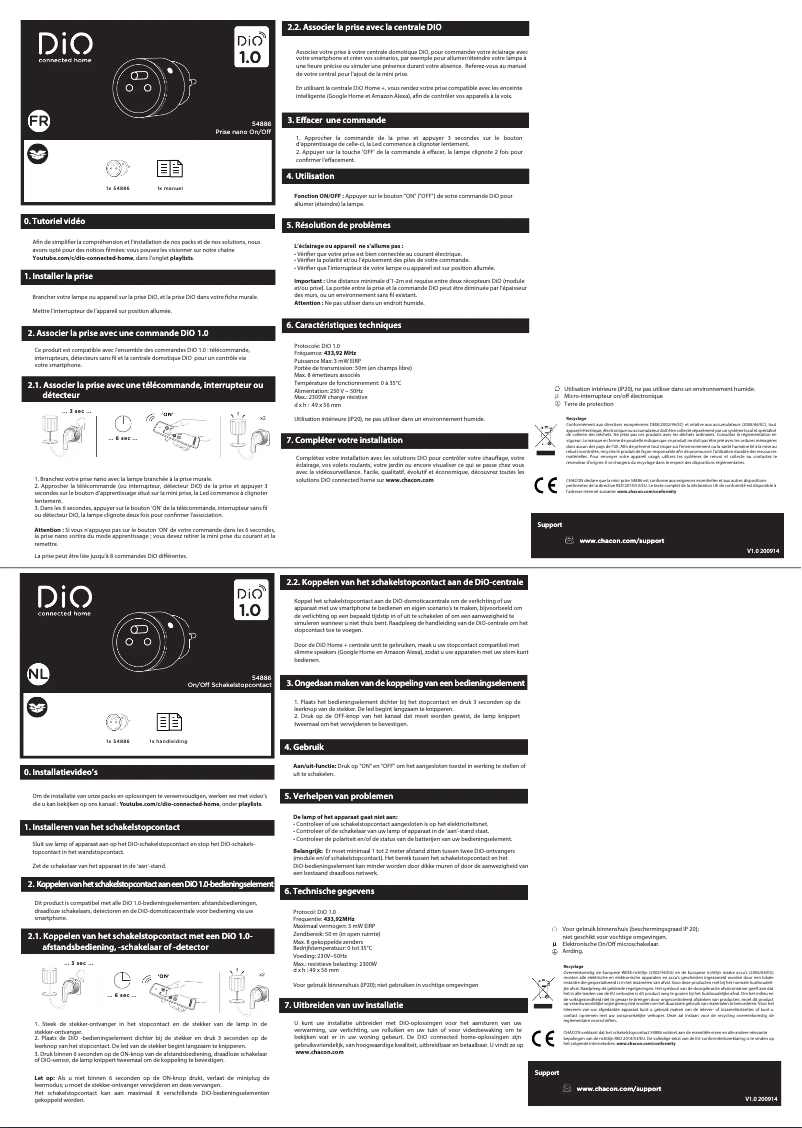 Page 1 de la notice Manuel utilisateur Chacon 54886