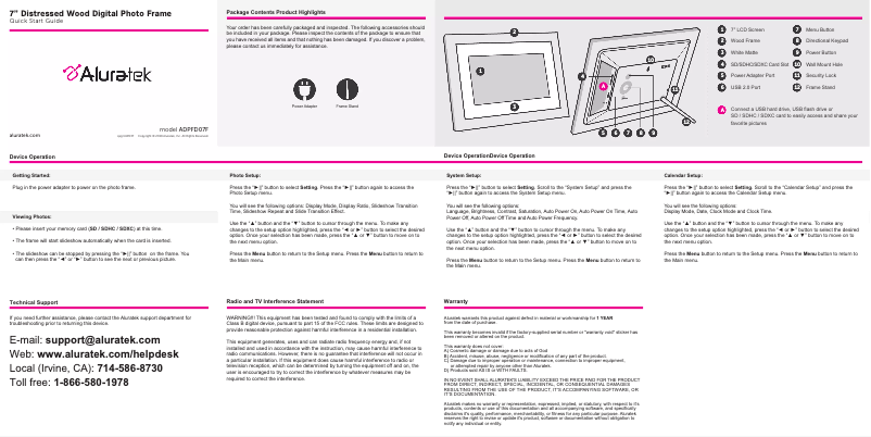Page 1 de la notice Mode d'emploi Aluratek ADPFD07F