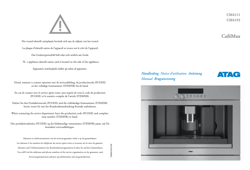 Page n°1 - Manuel utilisateur Atag CM4111
