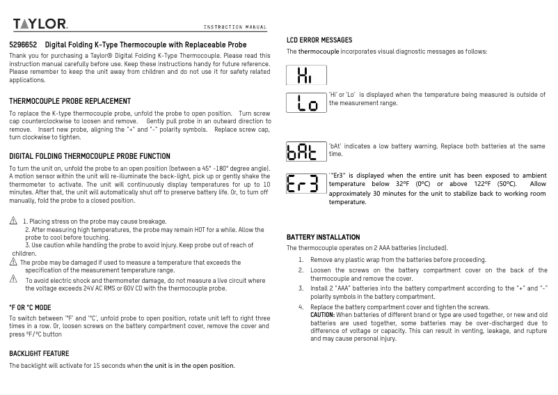 Image de la première page du manuel de l'appareil 5296652