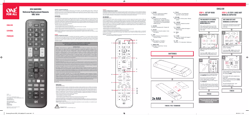 Image de la première page du manuel de l'appareil URC1810