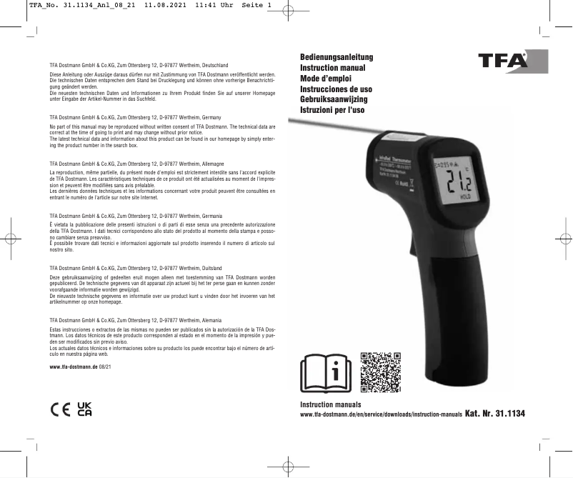 Page 1 de la notice Manuel utilisateur TFA ScanTemp 330 31.1134.06