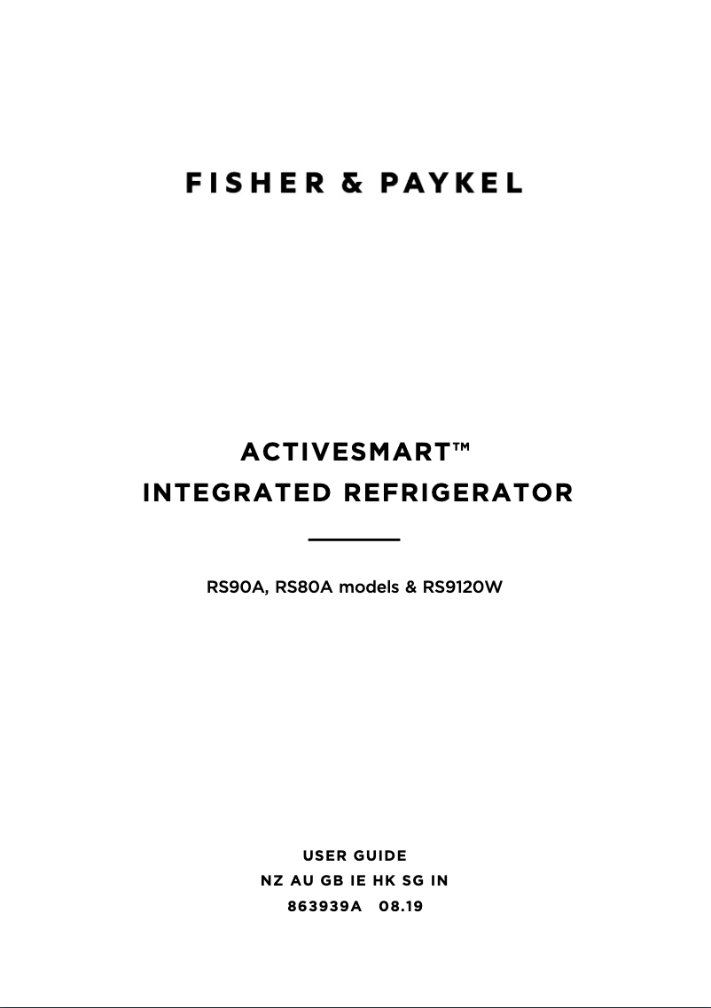 Page 1 de la notice Manuel utilisateur Fisher & Paykel RS90A3