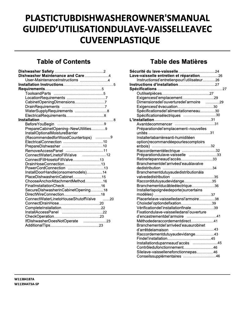 Page n°1 - Manuel utilisateur Amana ADB1400AGS