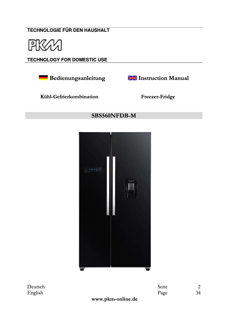 Page 1 de la notice Manuel utilisateur PKM SBS560NFDB-M