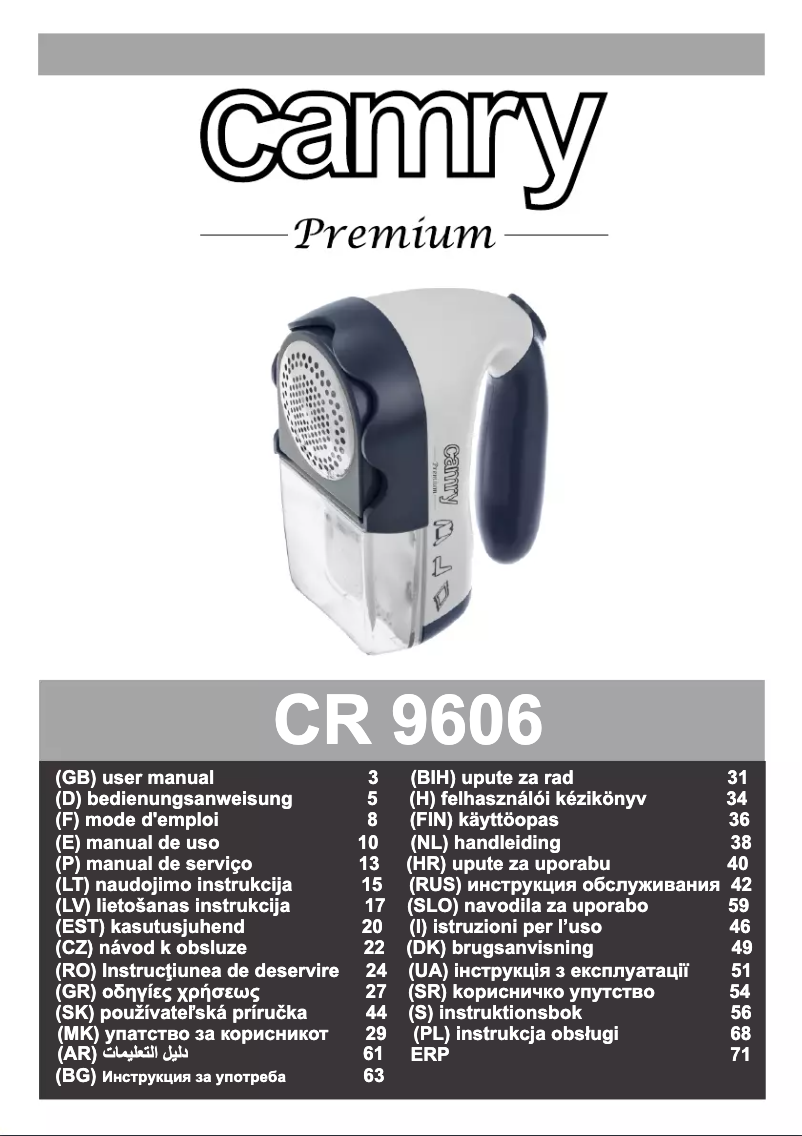 Image de la première page du manuel de l'appareil CR 9606
