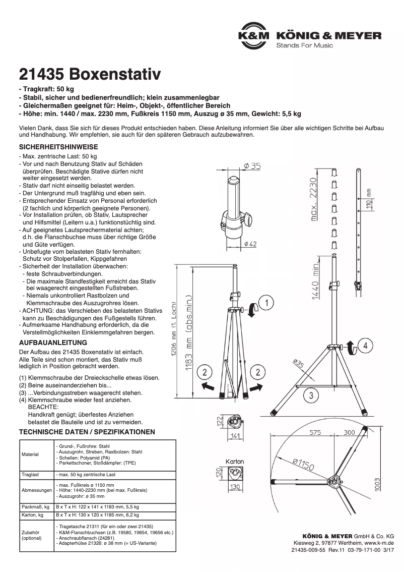 Page 1 de la notice Manuel utilisateur Konig & Meyer 21435
