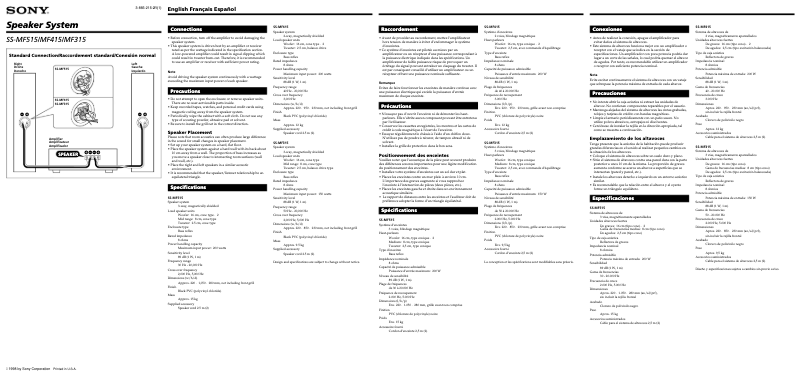 Página 1 del manual Manual de usuario Sony SS-MF315
