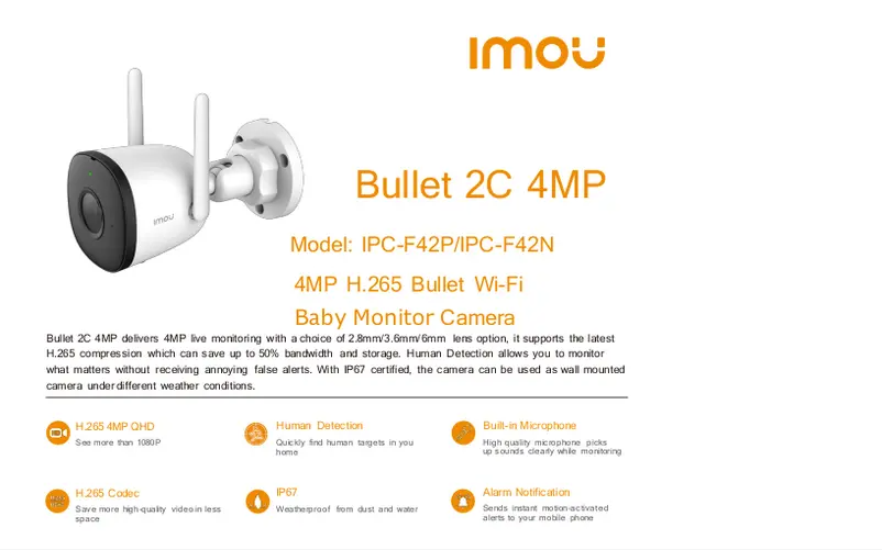 Page 1 de la notice Manuel utilisateur Imou Bullet 2C 4MP