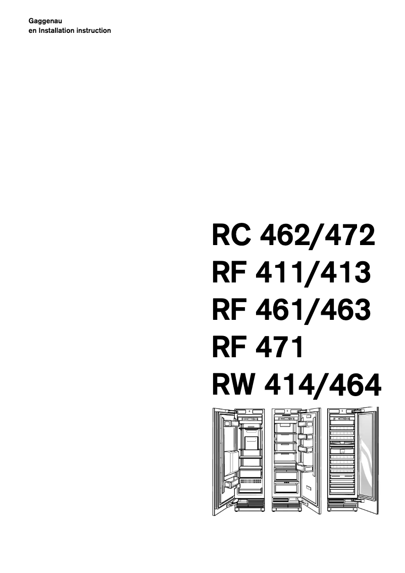 Page 1 de la notice Guide d'installation Gaggenau RC462301