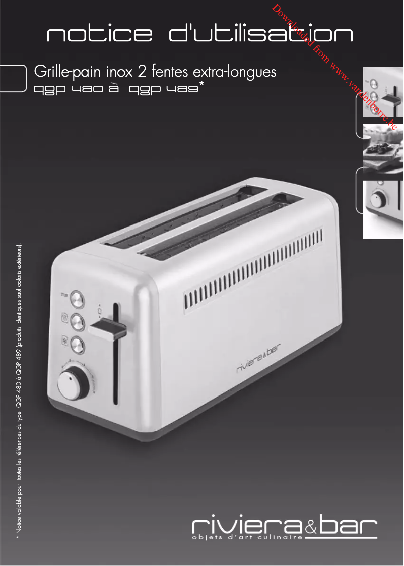 Page 1 de la notice Manuel utilisateur Riviera & Bar QGP070