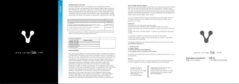 Page n°1 - Manuel utilisateur Vorago BP-201