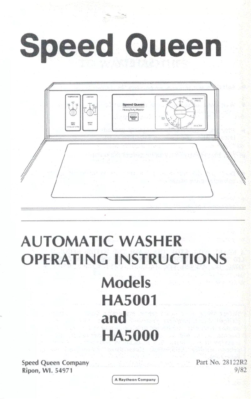 Page n°1 - Manuel utilisateur Speed Queen HA5000
