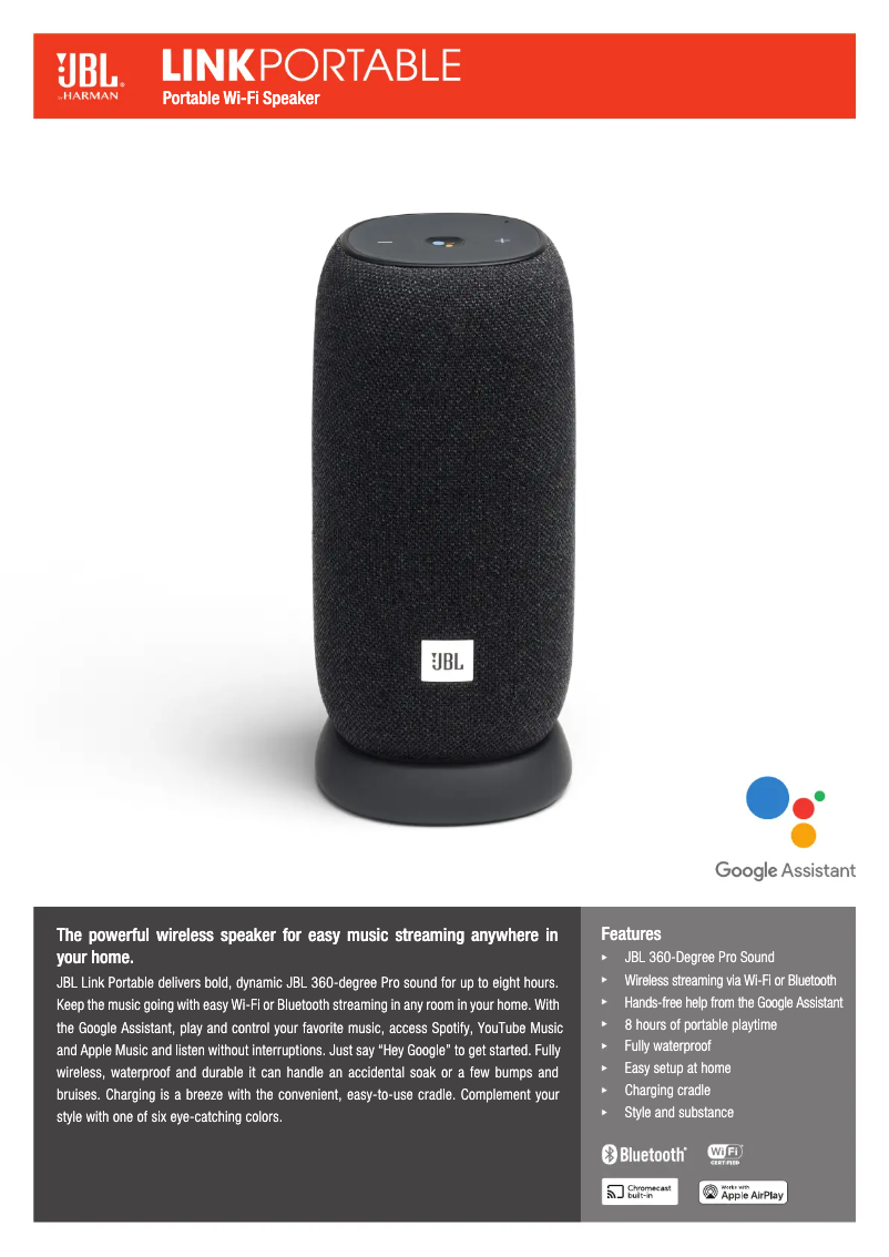 Page n°1 - Fiche technique JBL Link Portable