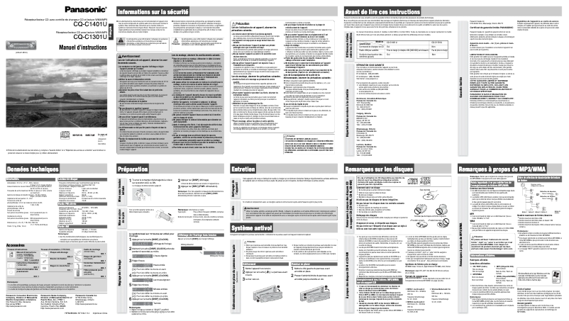 Image de la première page du manuel de l'appareil CQ-C1401U