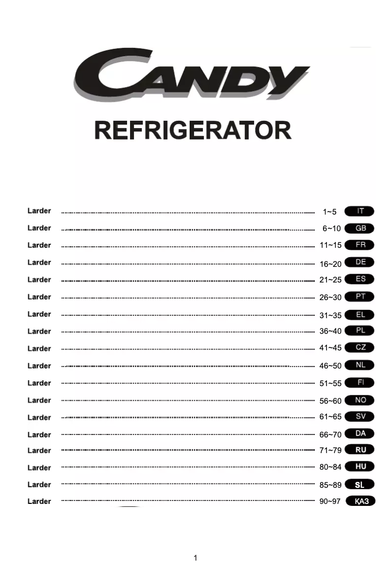 Page n°1 - Manuel utilisateur Candy CCTLS 544WH