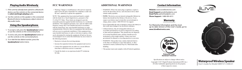 Page 1 de la notice Manuel utilisateur iLive ISBW157BU