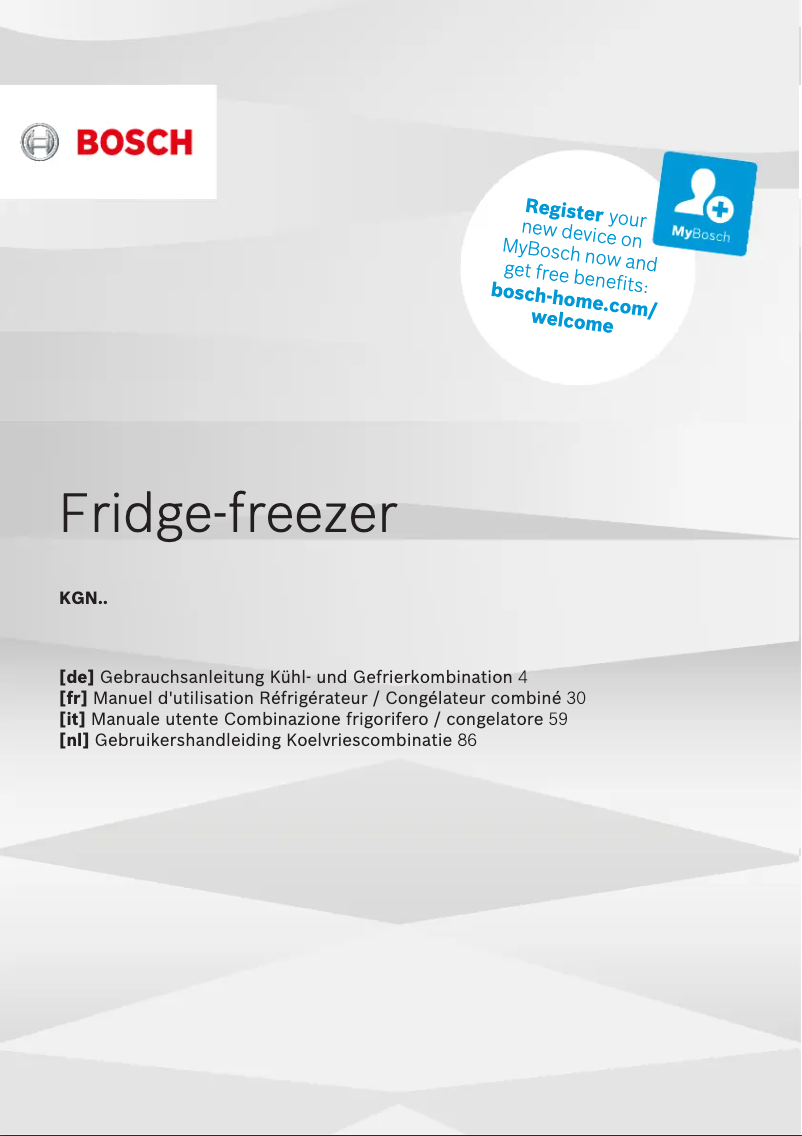 Page n°1 - Manuel utilisateur Bosch KGN397LDF